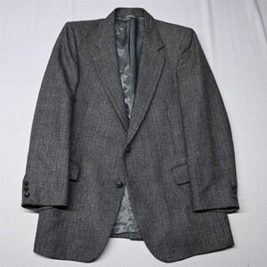 Vtg Bespoke 44L Gray Blanketweave Tweed Wool Mens Blazer Sport Coat‎ Jacket
